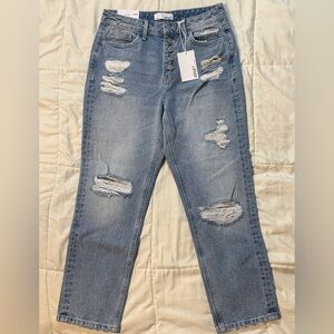 VERVET Beverly Super High-Rise Straight Distressed Jeans 27 NWT